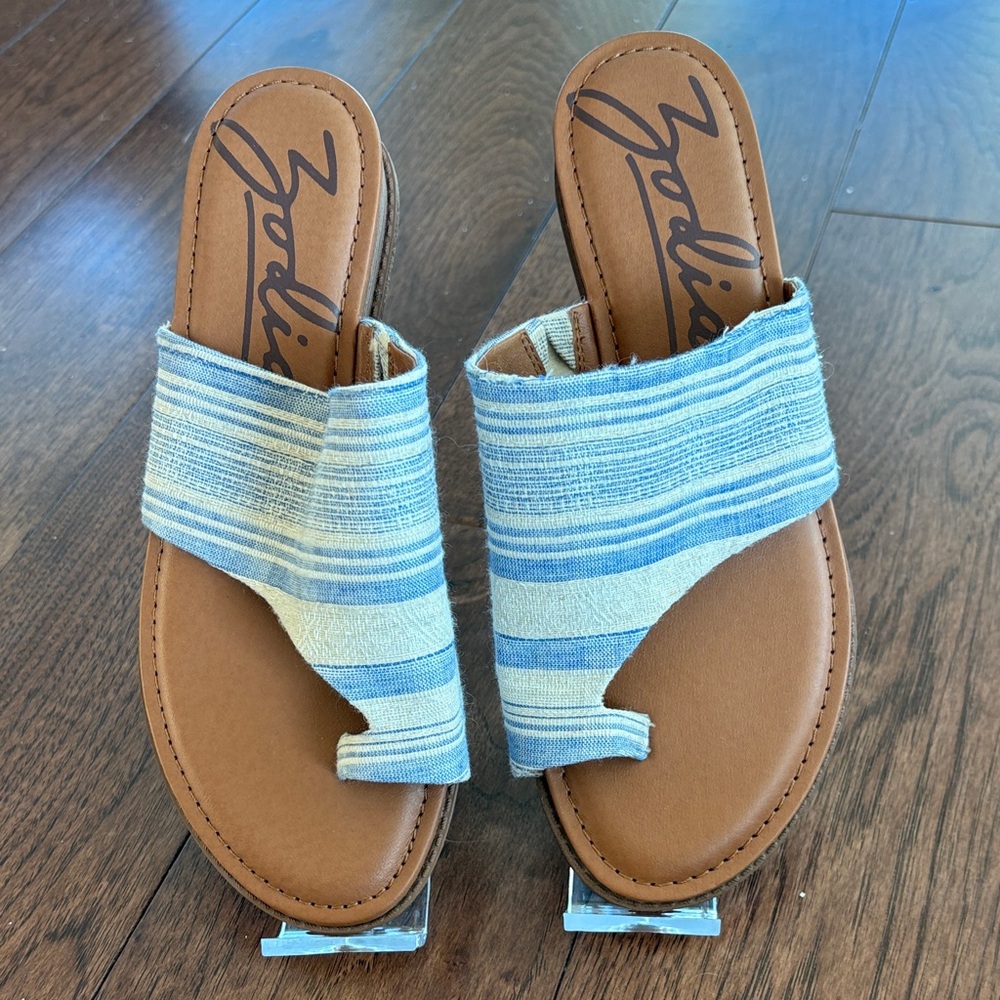 Zodiac Women's Striped Blue and Brown Sandals
